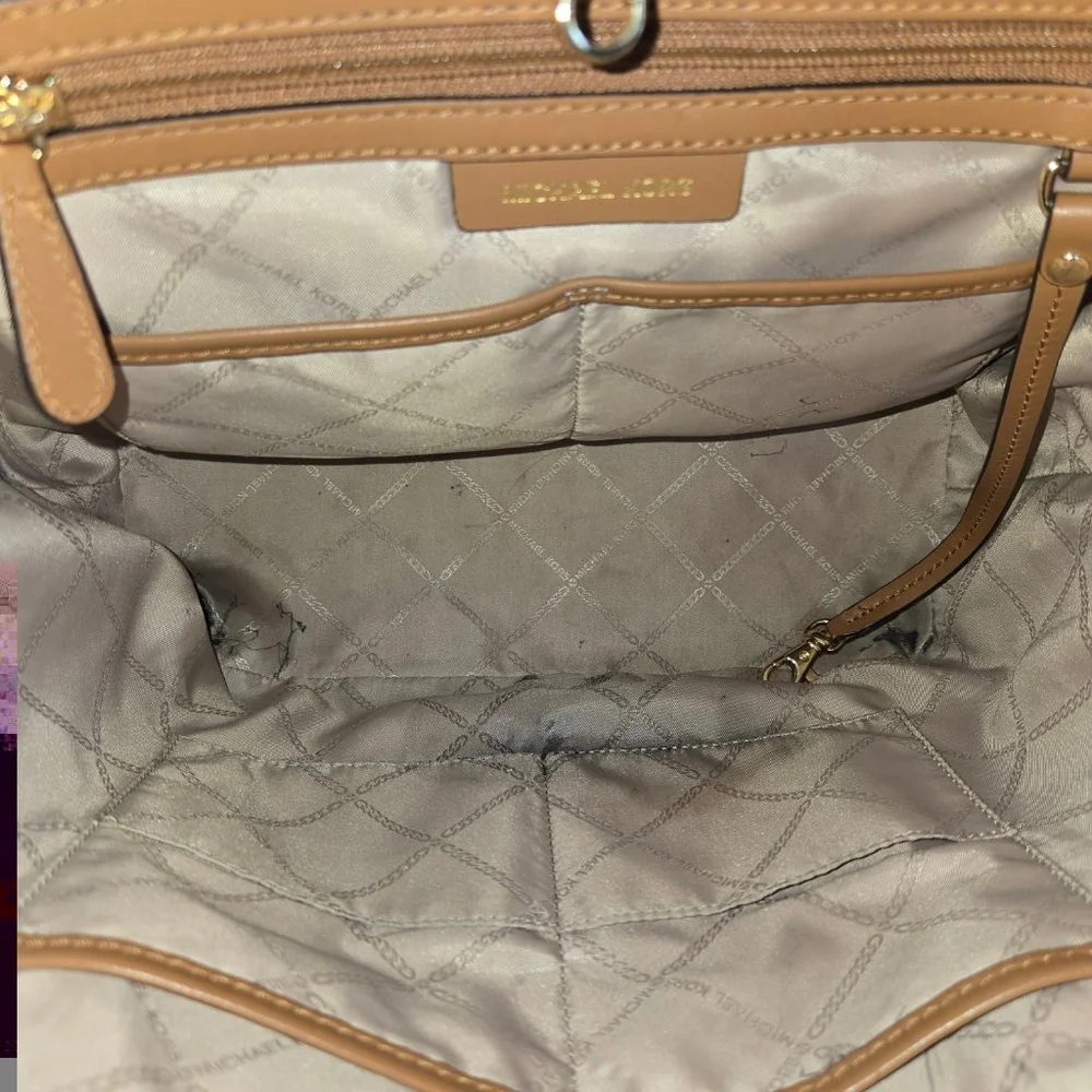 Michael Kors Jet Set Tote Bag Medium White and Brown
